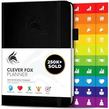 Clever Fox Weekly Planner Undated, MonthlyDaily Notebook, Black