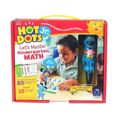 Educational Insights Hot Dots Jr. Lets Master Kindergarten Math Set, HomeschoolSchool Math Workbooks, 2 BooksInteractive Pen, 100 Lessons, Ages 5