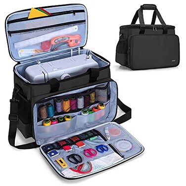 LUXJA Sewing Machine Tote Bag with Removable Padding, Black