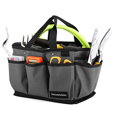 Housolution 14 Inch Gardening Tote Bag, Garden Tool Storage Bag, GrayBlack