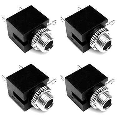 CESS 3.5mm Mono TS Female Panel Mount Socket, Black, 4 Pack