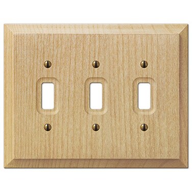 Amerelle Baker Triple Toggle Unfinished Wood Wallplate