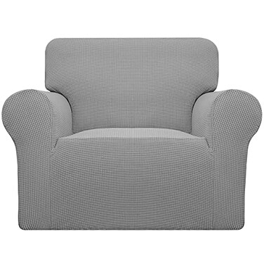 Easy-Going Stretch Chair Slipcover with Arm Washable Light Gray