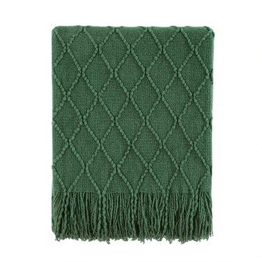 BOURINA Green Throw Blanket 50x60 Inch Boho Knitted Soft Throw Sofa Blanket