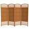 Red Lantern 4 ft. Short Fiber Weave Folding Screen - Dark Beige - 4 Panels