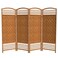 Red Lantern 4 ft. Short Fiber Weave Folding Screen - Dark Beige - 4 Panels