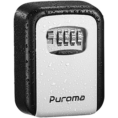 Puroma Security Key Lock Box 4-Digit Code Large Outdoor Wall Mount Lockbox