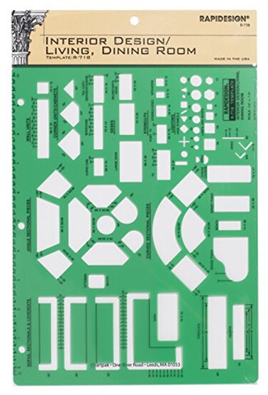 Rapidesign Interior Design Template for Living/Dining Rooms, 1 Each ,R718