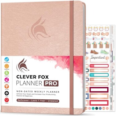 Clever Fox Planner PRO, Undated Weekly Planner, 8.5x11 Rose Gold