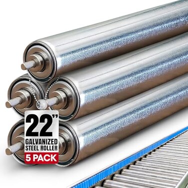 Ultimation Conveyor Rollers - Galvanized Steel Replacement, 1.5" Diameter, 22" Between Frame, 18 Ga., Found in Woodworking Table, Garage, Boat Trailers, MaterialTool Handling - 5-Pack by