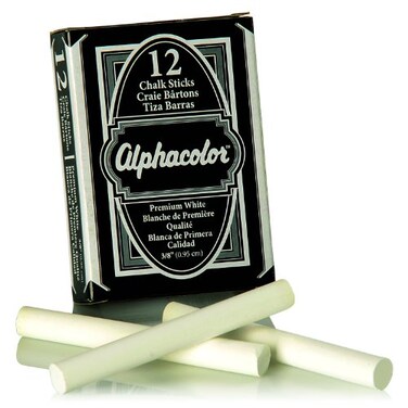 Quartet Alpha Non-Toxic Low Dust Chalk, 3/8" Inch Diameter, White, 12 Sticks per Pack ,314005