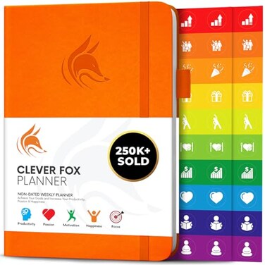 Clever Fox Weekly Planner Undated, MonthlyDaily Notebook, Orange