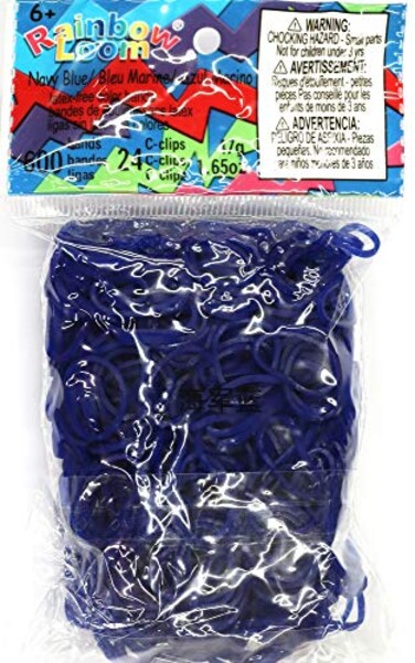 Rainbow Loom Navy Blue Jelly Rubber Bands RefillC-clips