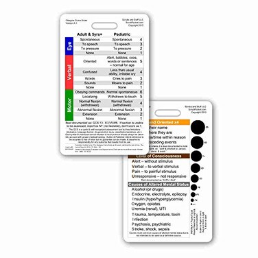 Scrubs and Glasgow Coma Scale ,GCSVertical Reference Badge ID Card ,1 Card