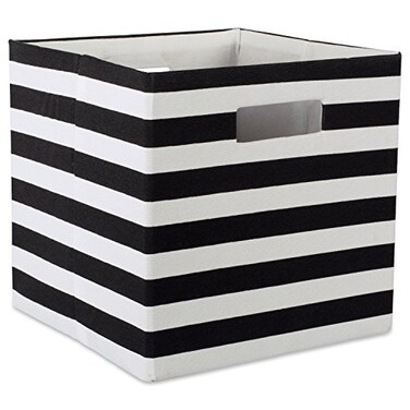DII Polyester Cube Storage Collection Collapsible Hard Sided Bin, 13x13x13, Black