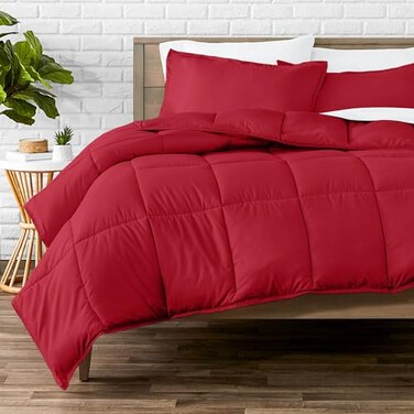 Bare Home Queen Comforter Set - 1800 Ultra Soft ,Queen, Red