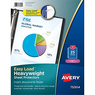 Avery Diamond Clear Heavyweight Sheet Protectors, Easy Load, 25 Document Protectors ,75304