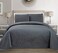 MK Home Mk Collection 3pc King/California King Solid Embossed Bedspread Bed Cover Over Size Dark Grey New