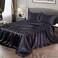 Vonty Satin Sheets Twin Silky Soft Satin Bed Sheets Black Sheet Set, 1 Deep Pocket Fitted Sheet1 Flat Sheet1 Pillowcases