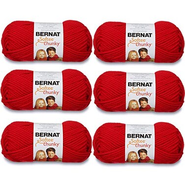 Bernat Softee Chunky Yarn ,6-PackBerry Red 161128-28705