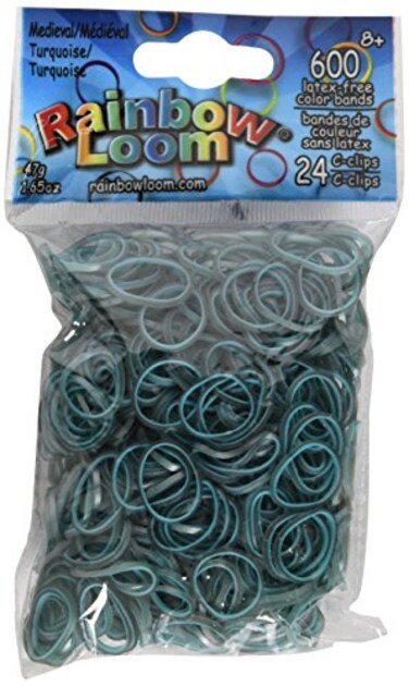 Rainbow LoomMedieval Collection: Turquoise Rubber Bands with 24 C-Clips ,600 Count