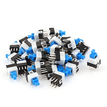 sourcing map uxcell 30Pcs 6Pins Square Latching Action DPDT Mini Push Button Switch