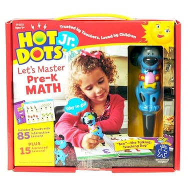 Educational Insights Hot Dots Jr. Let's Master Pre-K Math Set, HomeschoolSchool Math Workbooks, 2 BooksInteractive Pen, 100 Lessons, Ages 4
