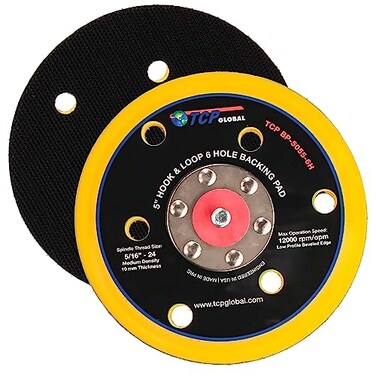 TCP Global 5" DA SanderPolisher Backing Plate Pad, HookLoop, 6 Hole