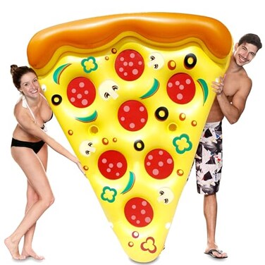 JOYIN Giant Inflatable Pizza Slice Pool Float, Fun Pool Floaties, Swim Party Toy, Summer Pool Raft ,1 Pack, Extra Large with Cup Holders