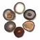 JIC Gem Golden Plated Natural Agate Coasters, 6 pcs Set, 3-4", with Rubber Bumper