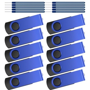 Kepmem 16GB Flash Drive Bulk 10 Pack Thumb Drive Swivel USB Drive