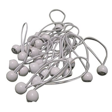 Impact 8" Ball Bungee Cords, 25 Count, White