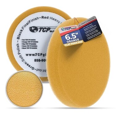 TCP Global 6.5" Orange Flat Medium Cut DA Grip Foam Polish Pad