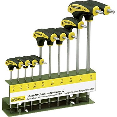 Proxxon 22652 L-Handle 10-Piece Screwdriver Set, Torx