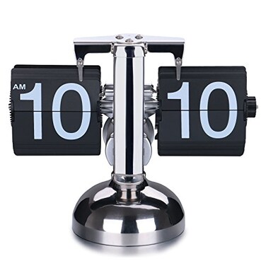 WoneNice Desk Clock, Retro Digital Flip Down Clock, Black