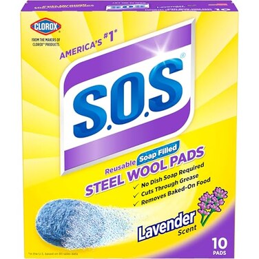 S.O.S Steel Wool Soap Pads, Lavender, 10 Count
