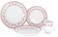 Tudor England 16-Piece Porcelain Dinnerware Set for 4,Aster Pink