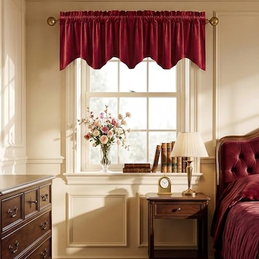 StangH Red Christmas Window Valance 52x18 Inch, 1 Panel