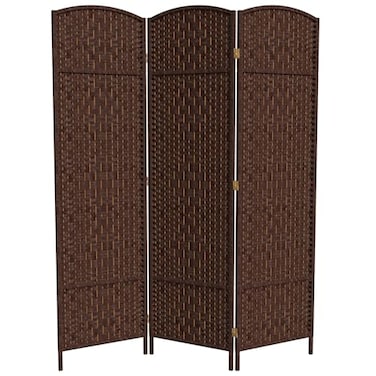 Red Lantern 6 ft. Tall Diamond Weave Fiber Room Divider - Dark Mocha - 3 Panel