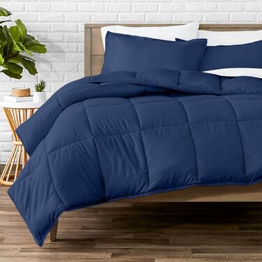 Bare Home Queen Comforter Set - 1800 Ultra Soft ,Queen, Dark Blue