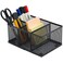 MyGift Black Mesh Desk Organizer, 4 Compartment Pen Holder Caddy