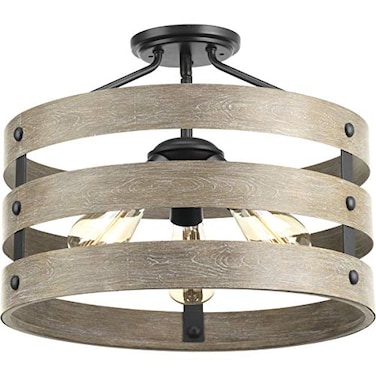 Progress Lighting Gulliver 17" 3-Light Semi-Flush Mount Light, Graphite
