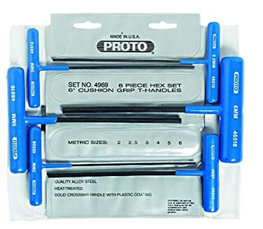 Proto Stanley J4969 Metric T-Handle Hex Key Set, 6-Piece