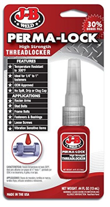 J-B Weld 27113 Perma-Lock High Strength Threadlocker - Red - 13 ml