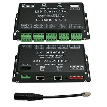 AMKI DMX 512 LED Decoder Controller for RGB Tape Strip Light Dimmer Driver ,12 Channel
