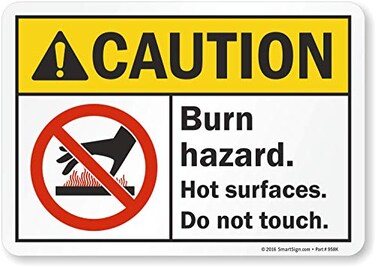 SmartSignCaution - Burn Hazard, Hot Surfaces, Do Not Touch Label7" x 10" Laminated Vinyl