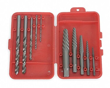 Westward Screw Extractor Set, Carbon Steel, 10 pcs.