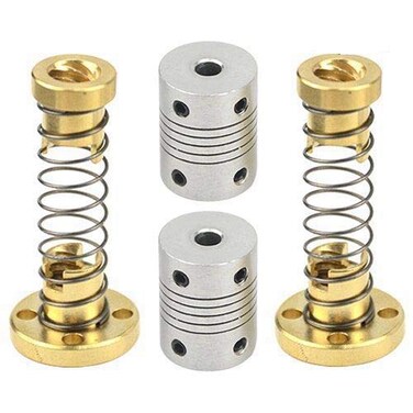 WMYCONGCONG 2 PCS Tr8x2 T8 Anti Backlash Spring Loaded Nut Elimination Gap Nut2 PCS Flexible Couplings 5mm to 8mm Stepper Motor Coupler for RepRap 3D Printer CNC Machine