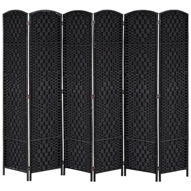 HOMCOM Room Divider 6-Panel, 6FT-Tall Folding Privacy Screen, Black