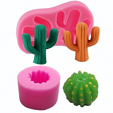 MoldFun 2-Pack Cactus Silicone Molds Set - Cacti Mold for Fondant, Gum Paste, Chocolate, Candy, Candle